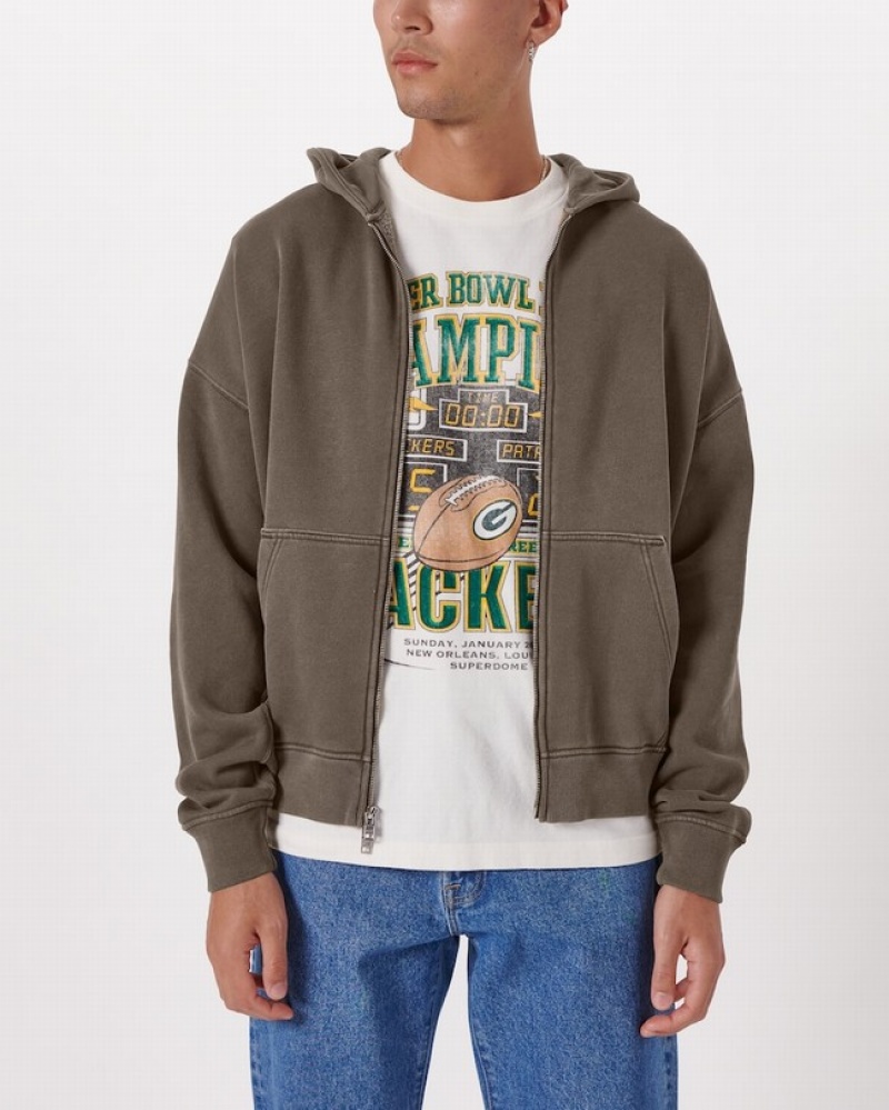 Abercrombie Essential Full-zip Hoodie Herr MörkBruna  | 3814-CKPUG