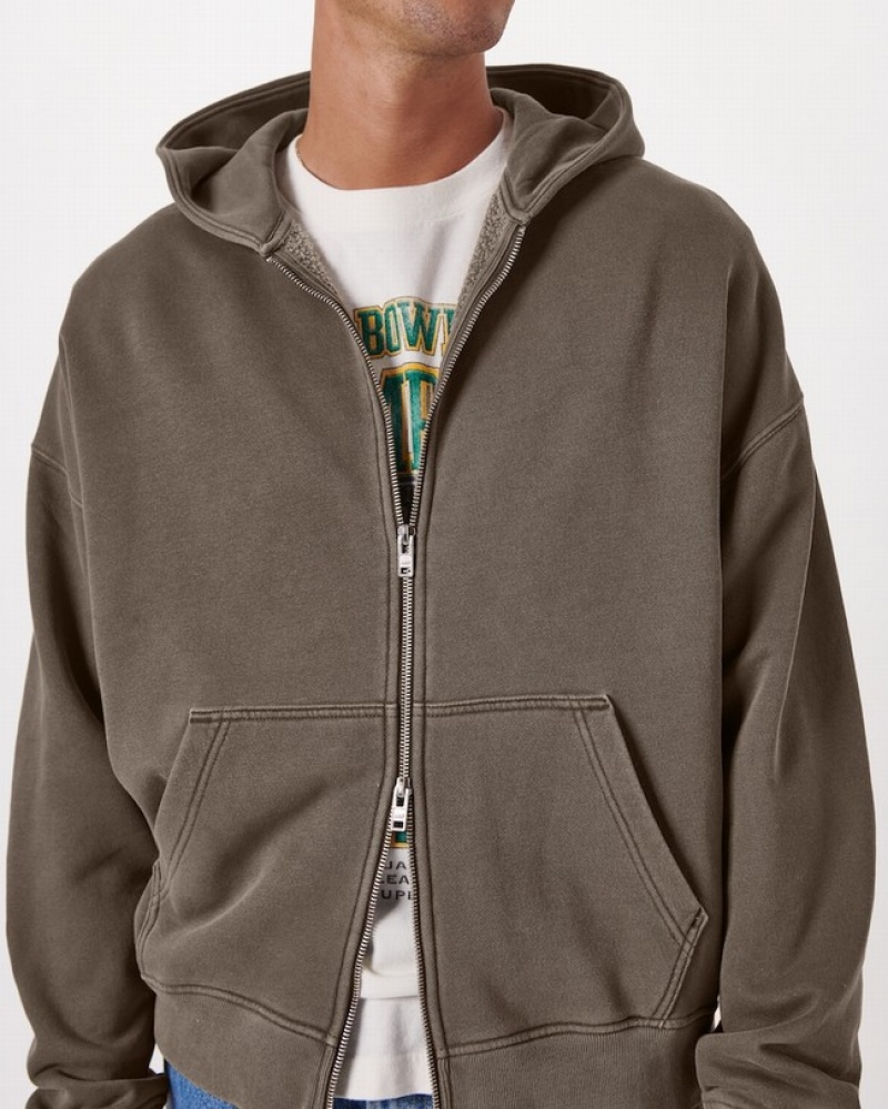 Abercrombie Essential Full-zip Hoodie Herr MörkBruna  | 3814-CKPUG