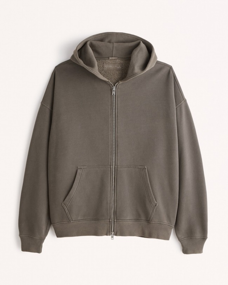 Abercrombie Essential Full-zip Hoodie Herr MörkBruna  | 3814-CKPUG