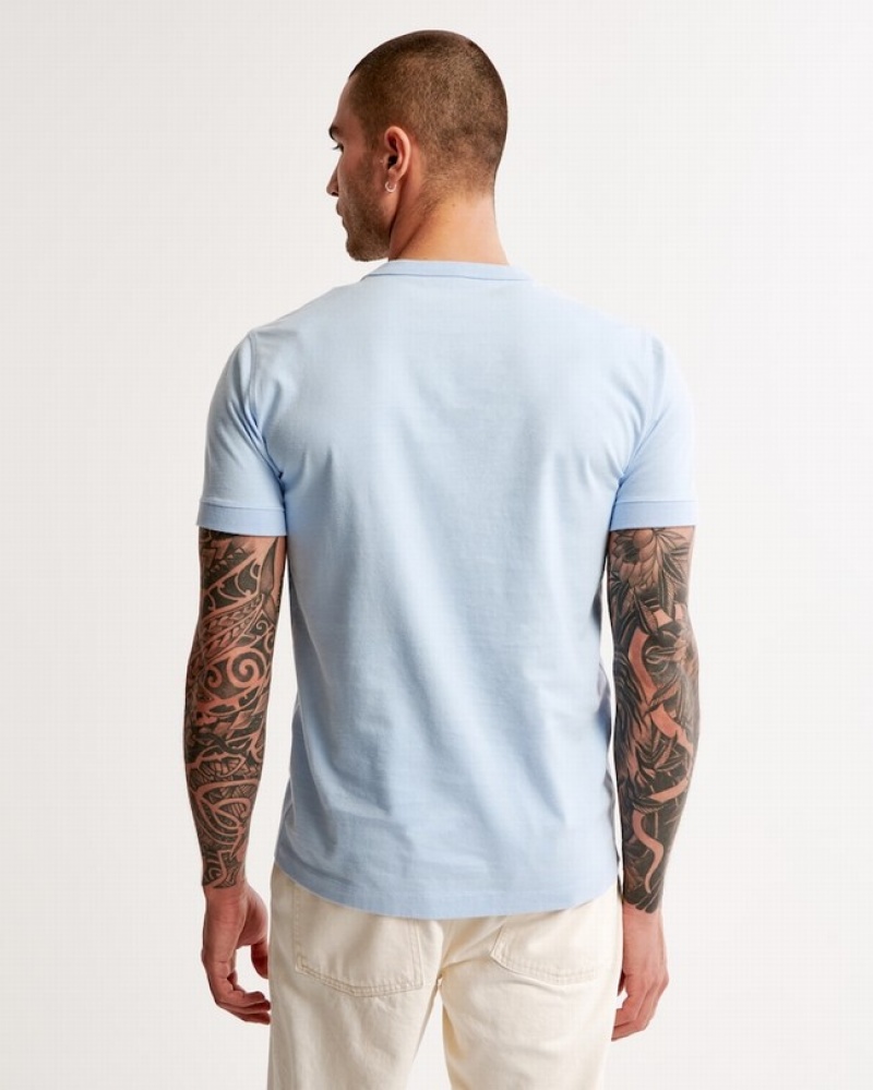 Abercrombie Essential Henley T-shirt Herr LjusBlå  | 5683-FAVGR