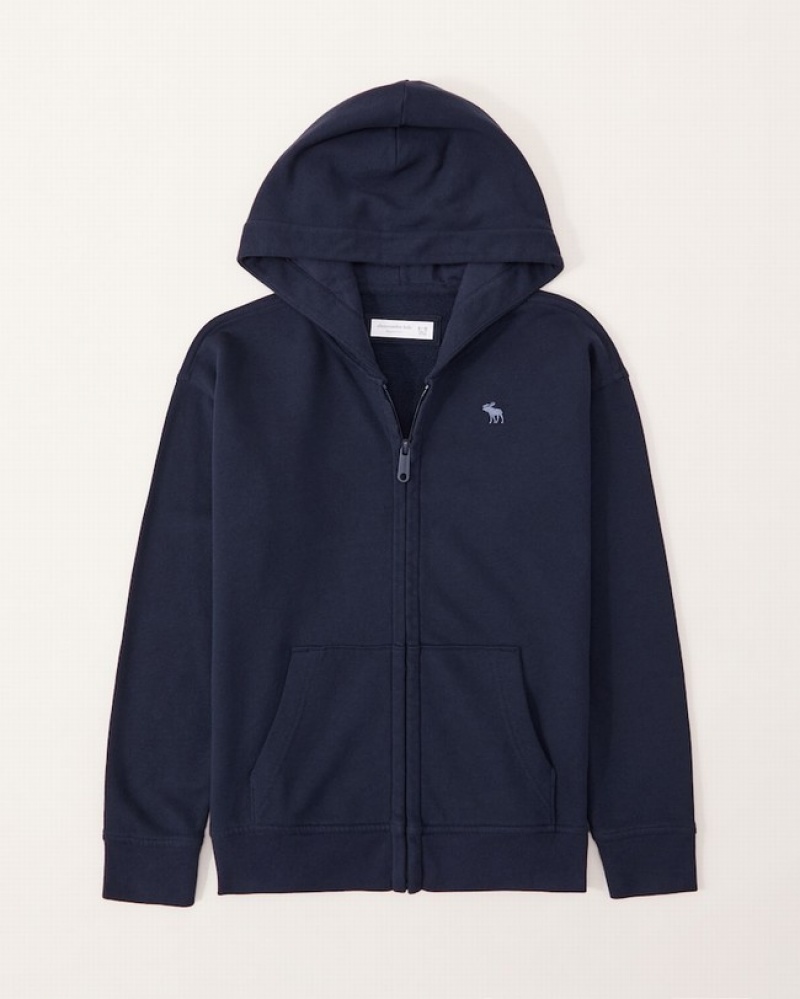 Abercrombie Essential Icon Full-zip Hoodie Pojke Marinblå  | 8205-ZFEWO