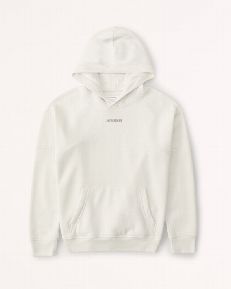 Abercrombie Essential Logo Popover Hoodie Pojke Grädde  | 1284-GHMWI