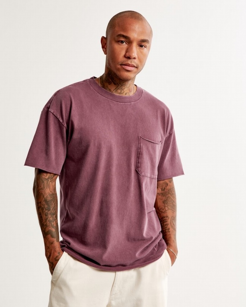 Abercrombie Essential Long-length T-shirt Herr Vinröda Tvätt  | 7284-BWVPQ