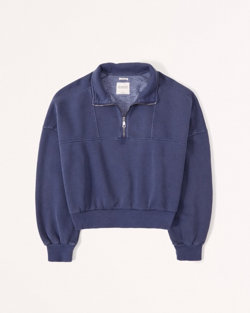 Abercrombie Essential Mini Sunday Half-zip Tröjor Dam Marinblå  | 5897-FZBDU