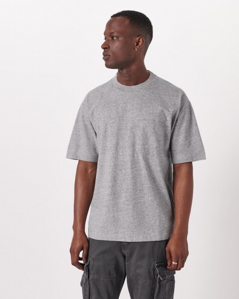 Abercrombie Essential Oversized Pocket T-shirt Herr Grå  | 8039-TEDJA