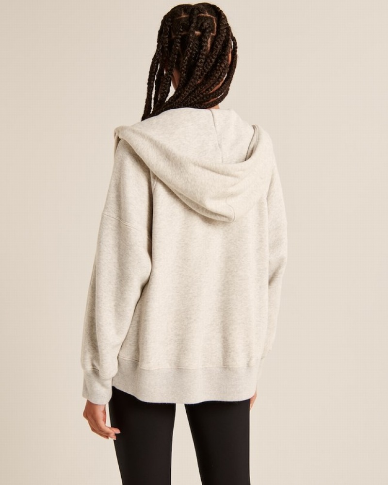 Abercrombie Essential Oversized Sunday Hooded Full-zip Hoodie Dam LjusGrå  | 4012-RUPMV