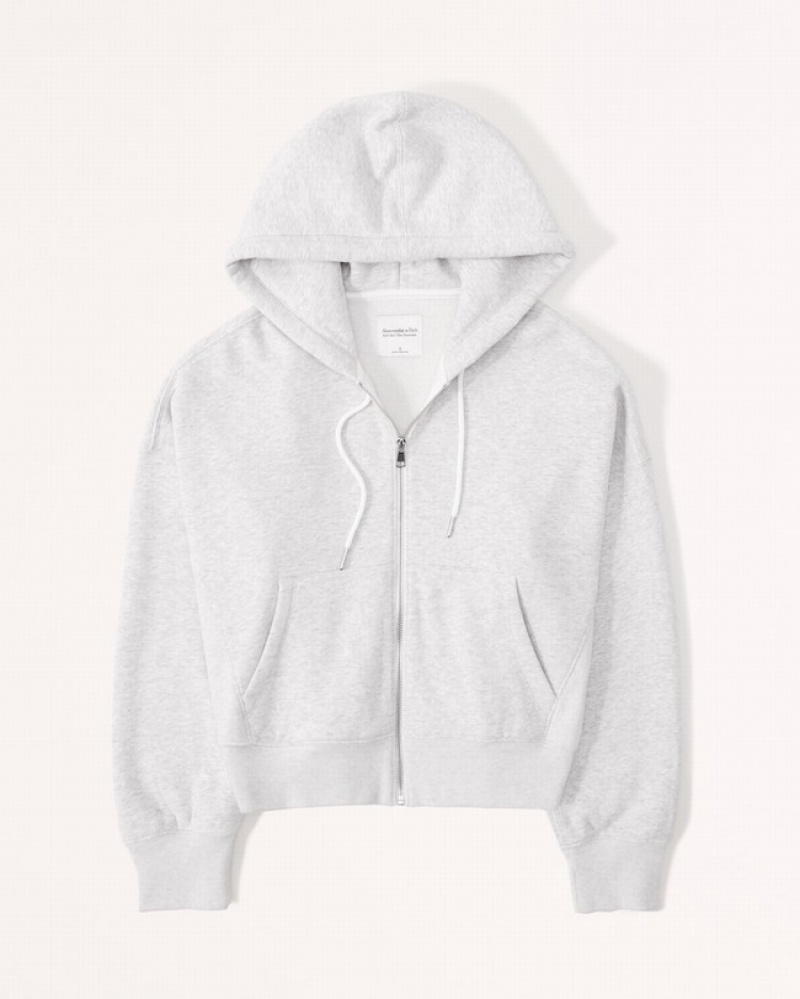 Abercrombie Essential Ribbed Sunday Hooded Full-zip Set Dam LjusGrå  | 1432-ESXIH