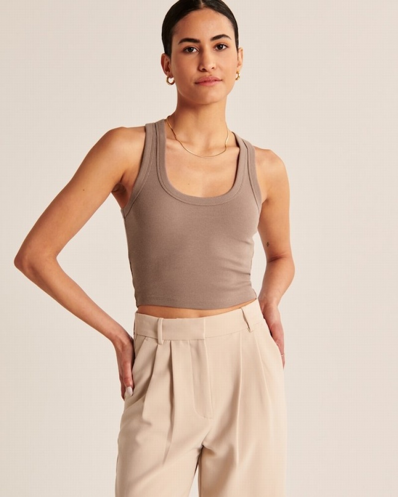 Abercrombie Essential Scoopneck Linnen Dam Bruna  | 2384-XRKNA