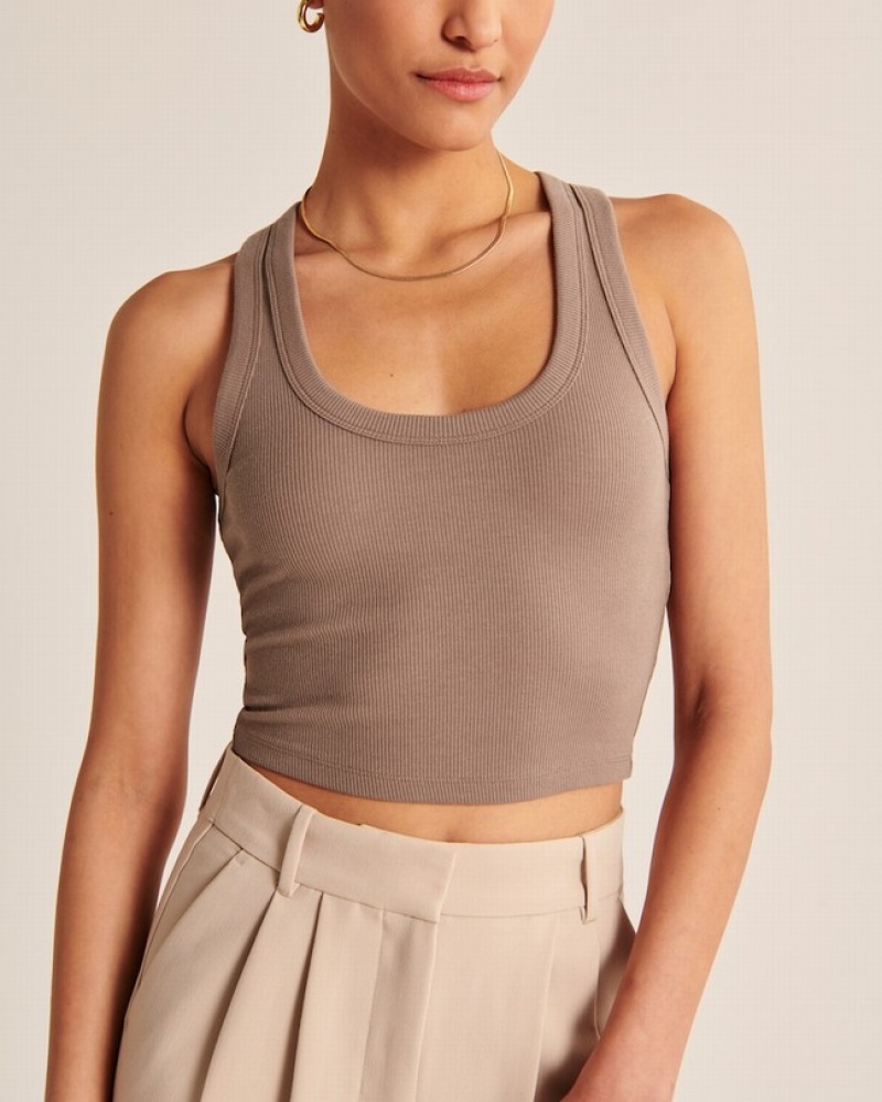 Abercrombie Essential Scoopneck Linnen Dam Bruna  | 2384-XRKNA