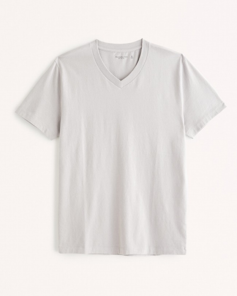 Abercrombie Essential V-neck T-shirt Herr LjusGrå  | 0543-NIGTJ