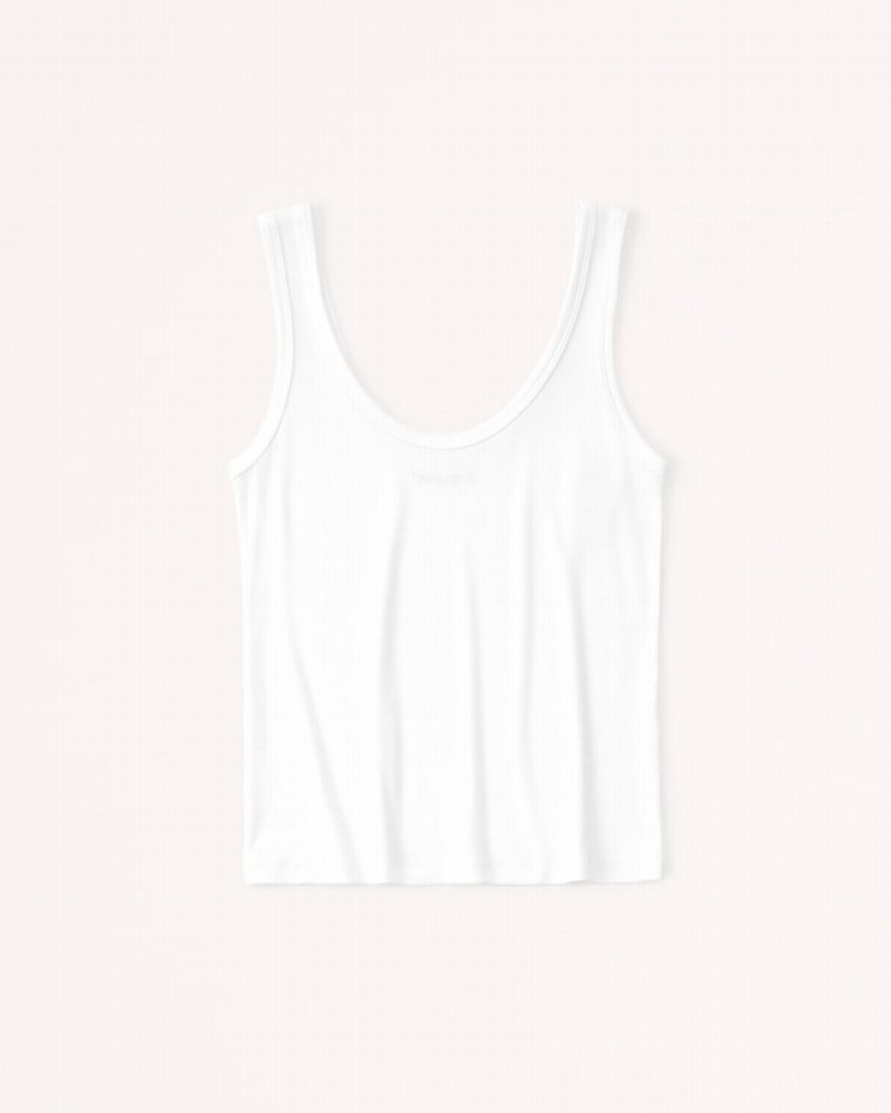 Abercrombie Featherweight Rib Scoopneck Linnen Dam Vita  | 2081-UHMXD