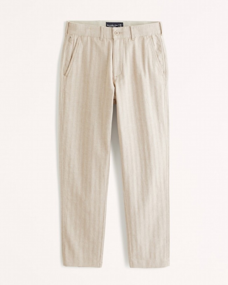 Abercrombie Fixed Waist Linen-blend Byxor Herr LjusBruna  | 4237-WZXEM