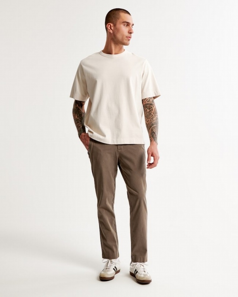 Abercrombie Fixed Waist Linen-blend Byxor Herr MörkBruna  | 0395-BVJPY