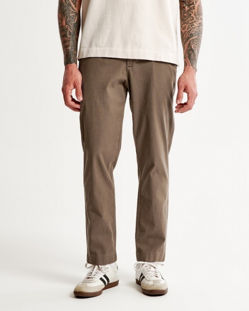 Abercrombie Fixed Waist Linen-blend Byxor Herr MörkBruna  | 0395-BVJPY