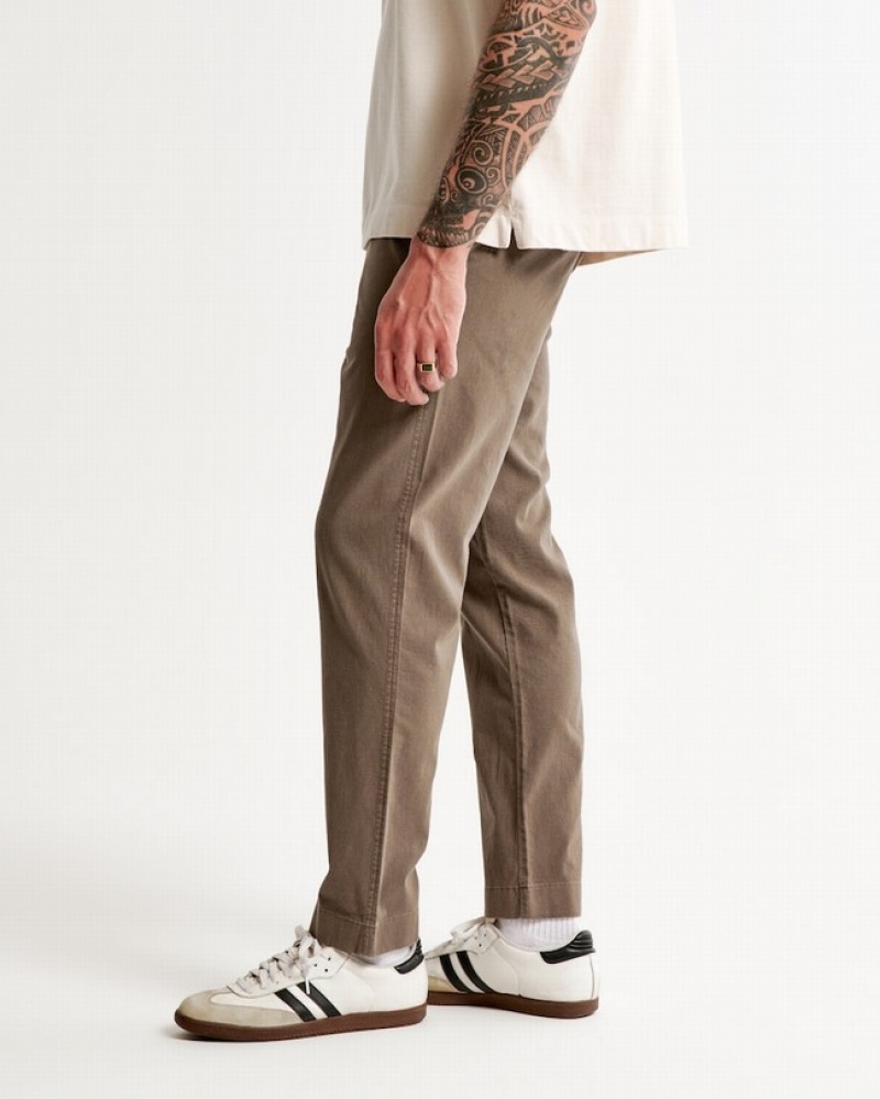 Abercrombie Fixed Waist Linen-blend Byxor Herr MörkBruna  | 0395-BVJPY