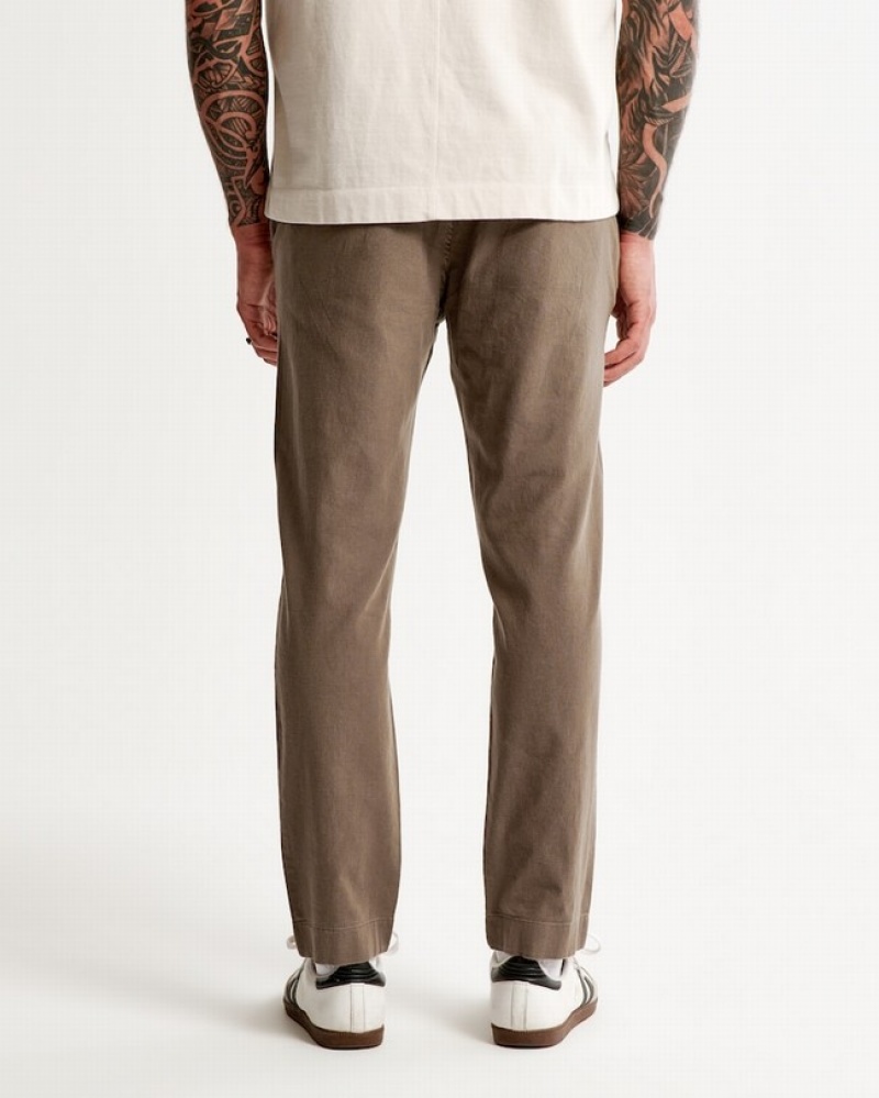 Abercrombie Fixed Waist Linen-blend Byxor Herr MörkBruna  | 0395-BVJPY