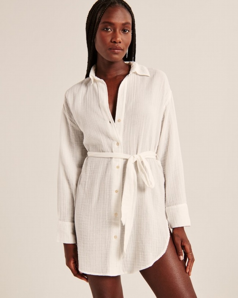 Abercrombie Gauzy Beach Mini Coverup Badkläder Dam Vita  | 6801-IHEUM