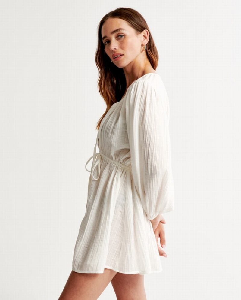 Abercrombie Gauzy Beach Mini Coverup Badkläder Dam Vita  | 8765-VGREY