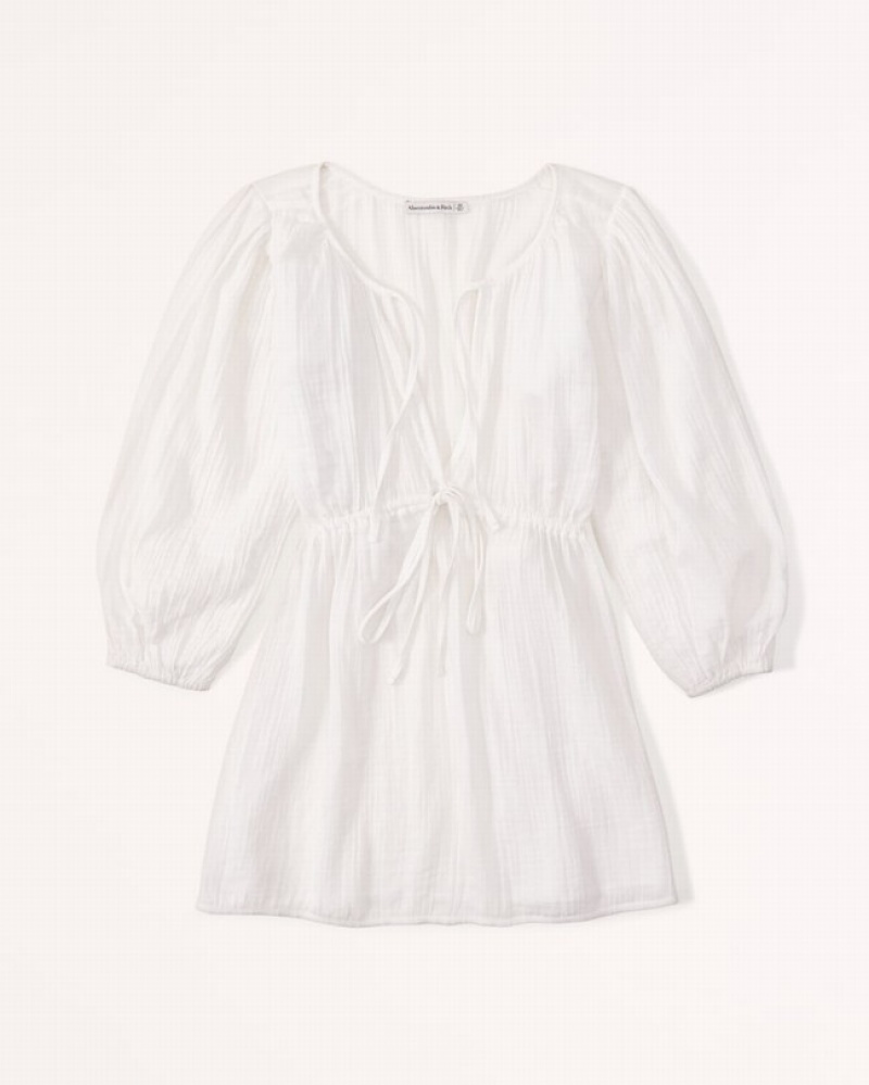 Abercrombie Gauzy Beach Mini Coverup Badkläder Dam Vita  | 8765-VGREY