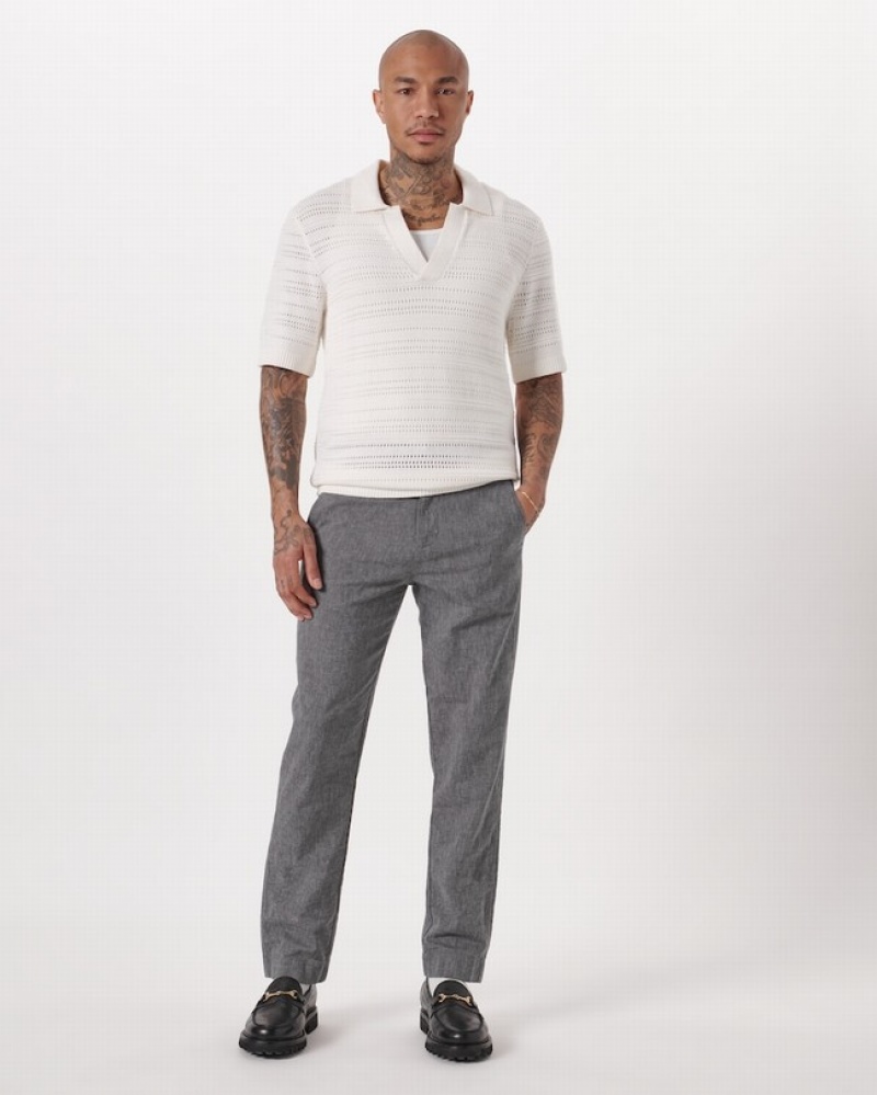 Abercrombie Hetero Fit Linen-blend Byxor Herr Grå  | 8796-NFGOB