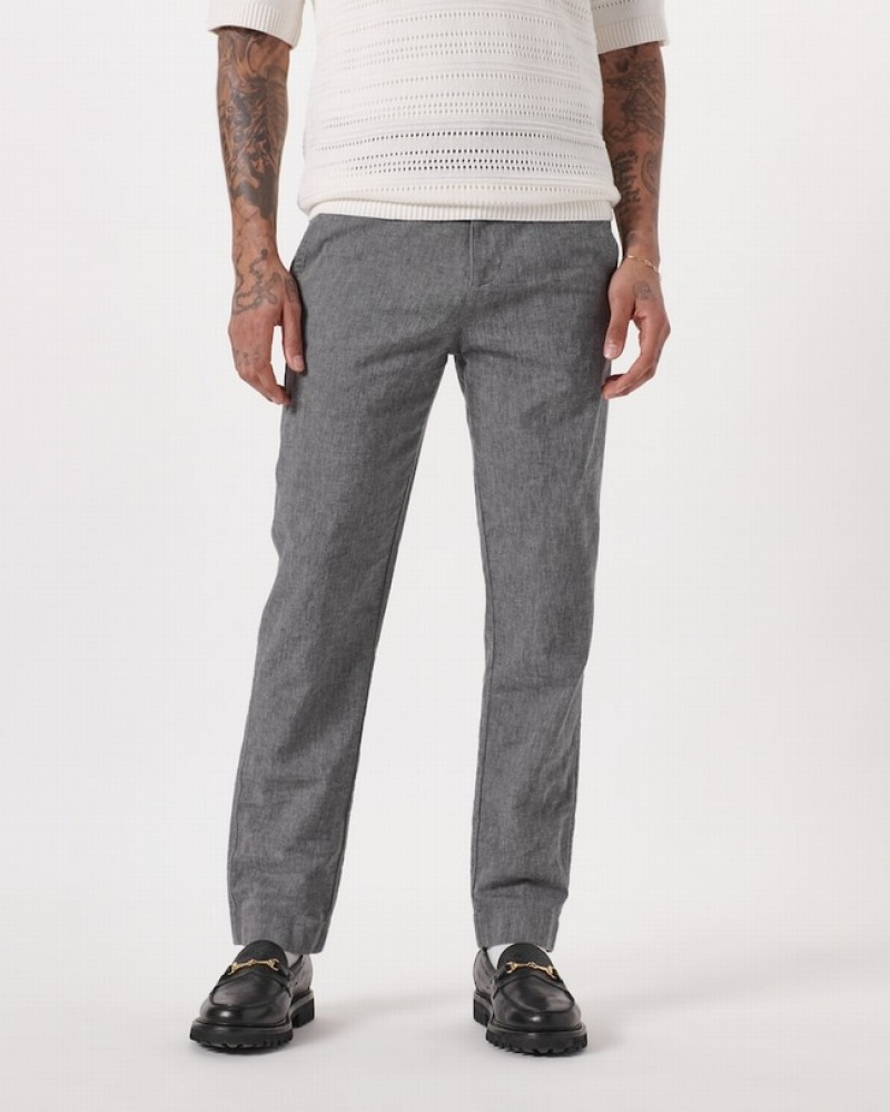 Abercrombie Hetero Fit Linen-blend Byxor Herr Grå  | 8796-NFGOB