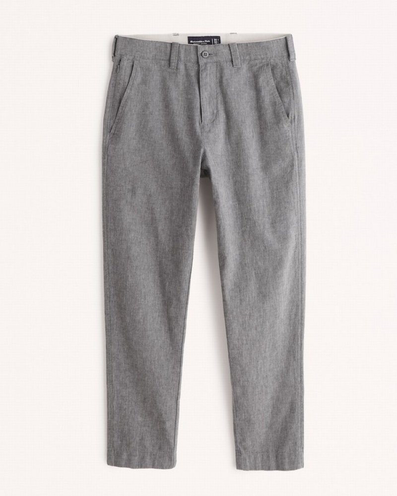 Abercrombie Hetero Fit Linen-blend Byxor Herr Grå  | 8796-NFGOB