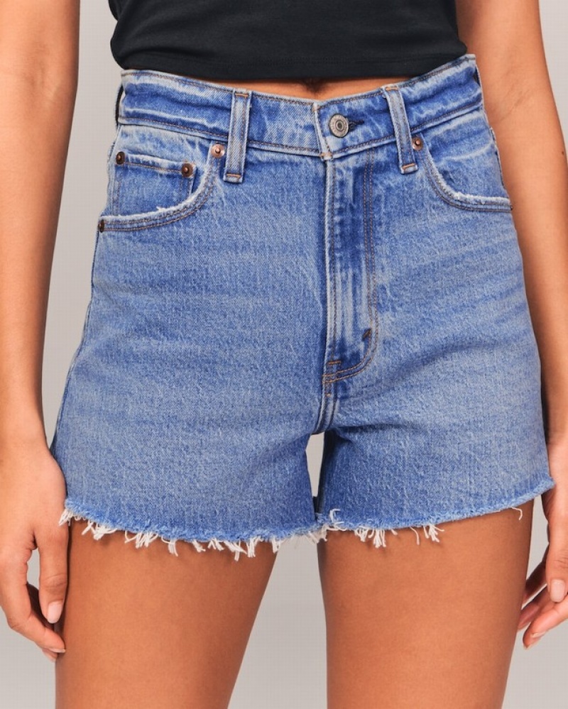 Abercrombie High Rise 90s Cutoff Shorts Dam Blå  | 6019-NDPMR