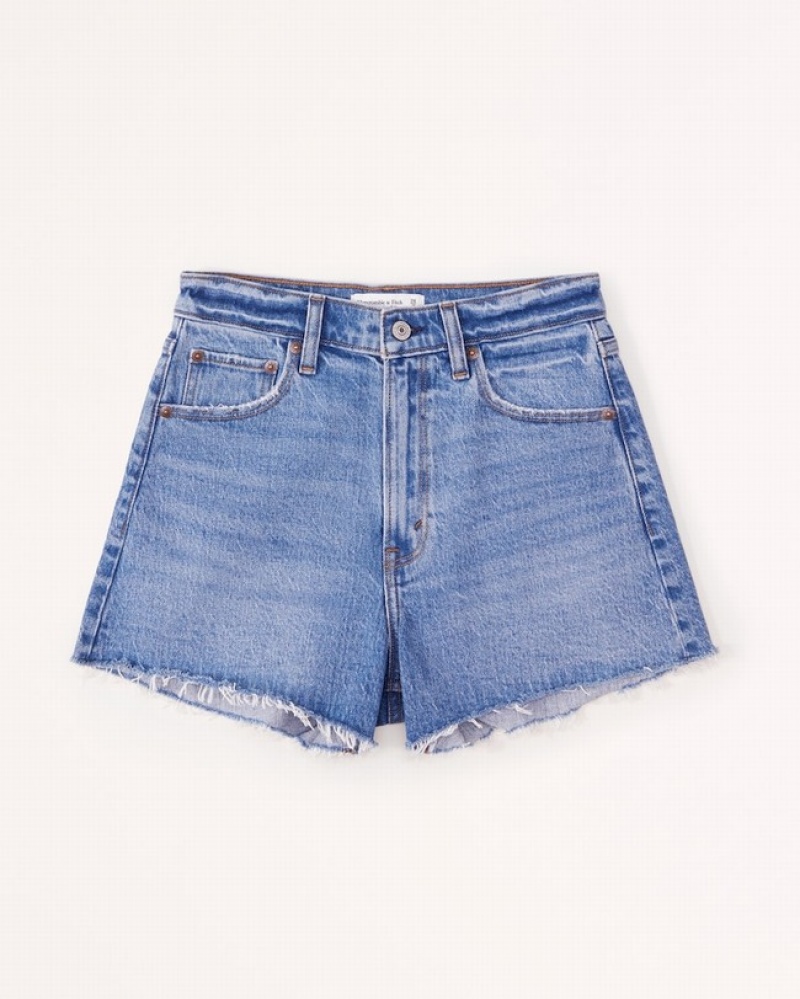 Abercrombie High Rise 90s Cutoff Shorts Dam Blå  | 6019-NDPMR