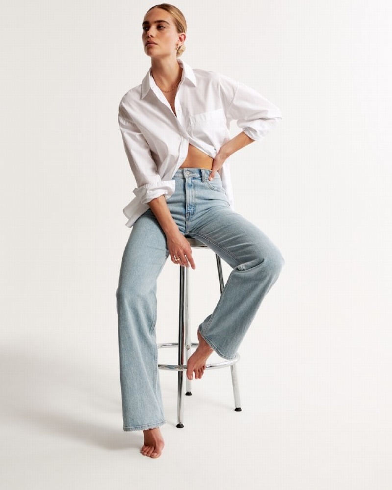 Abercrombie High Rise 90s Relaxed Jeans Dam LjusBlå  | 7246-DJNQI