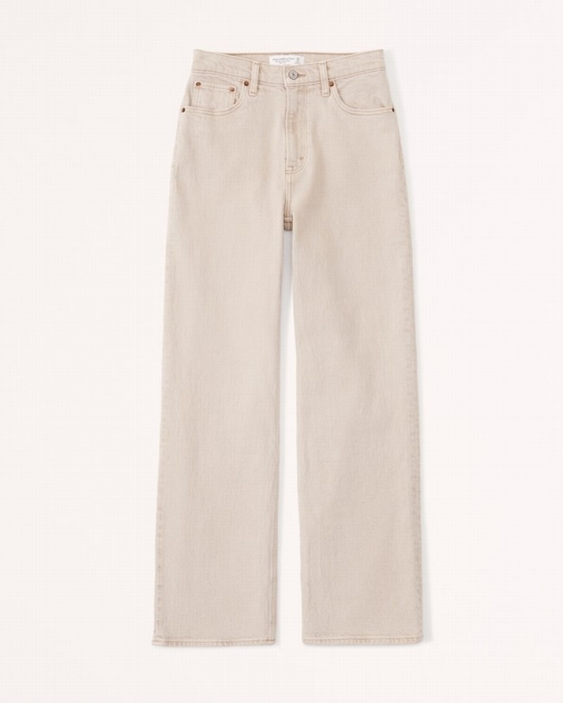 Abercrombie High Rise 90s Relaxed Jeans Dam Khaki   | 3128-NWLRS