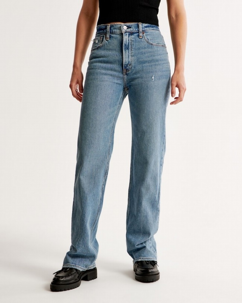 Abercrombie High Rise 90s Relaxed Jeans Dam Blå  | 4263-WYCHE