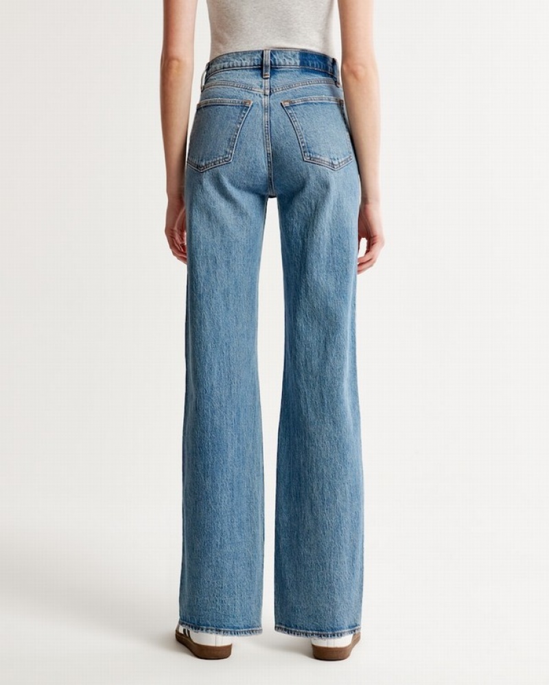 Abercrombie High Rise 90s Relaxed Jeans Dam Blå  | 3401-OARUG