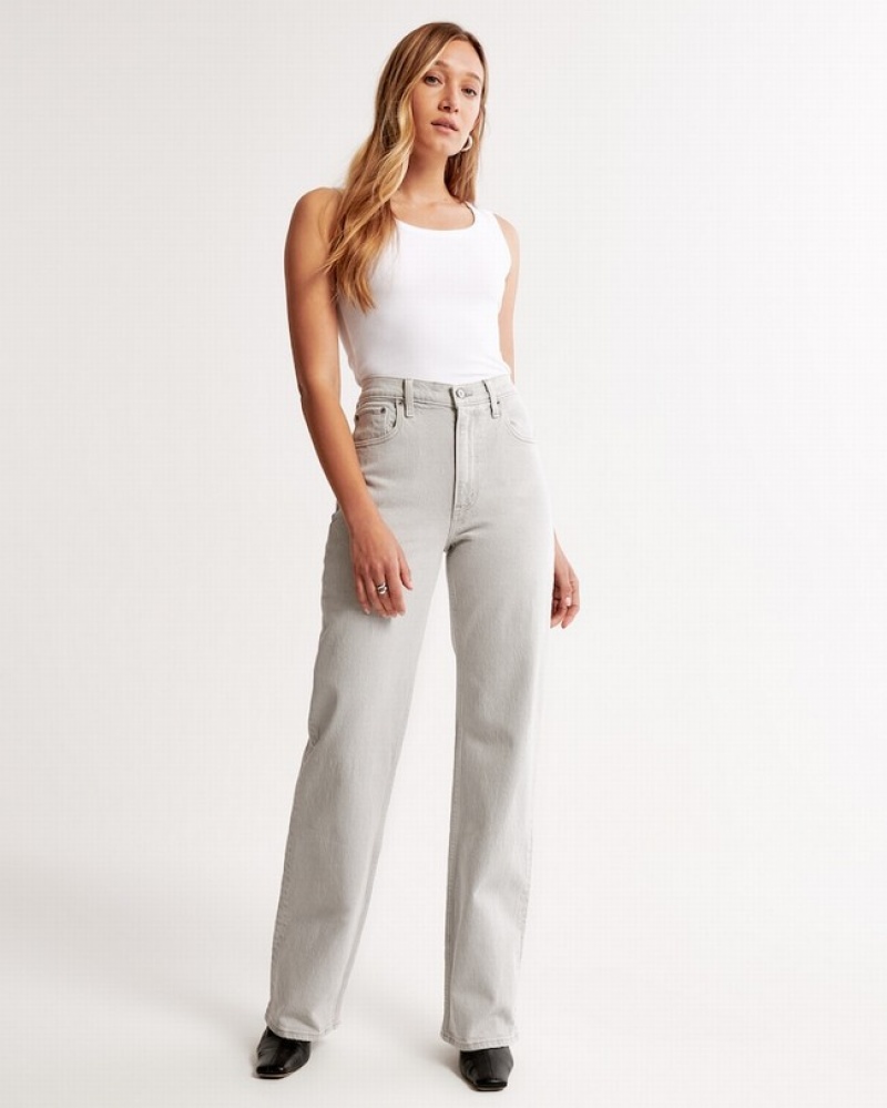 Abercrombie High Rise 90s Relaxed Jeans Dam Grå  | 6751-HJFEX