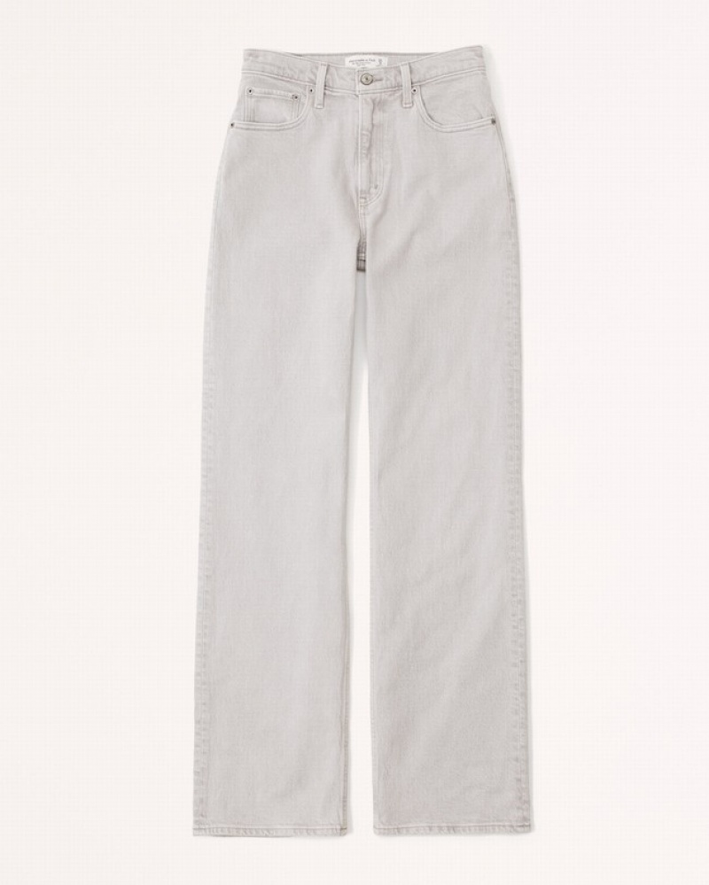 Abercrombie High Rise 90s Relaxed Jeans Dam Grå  | 6751-HJFEX