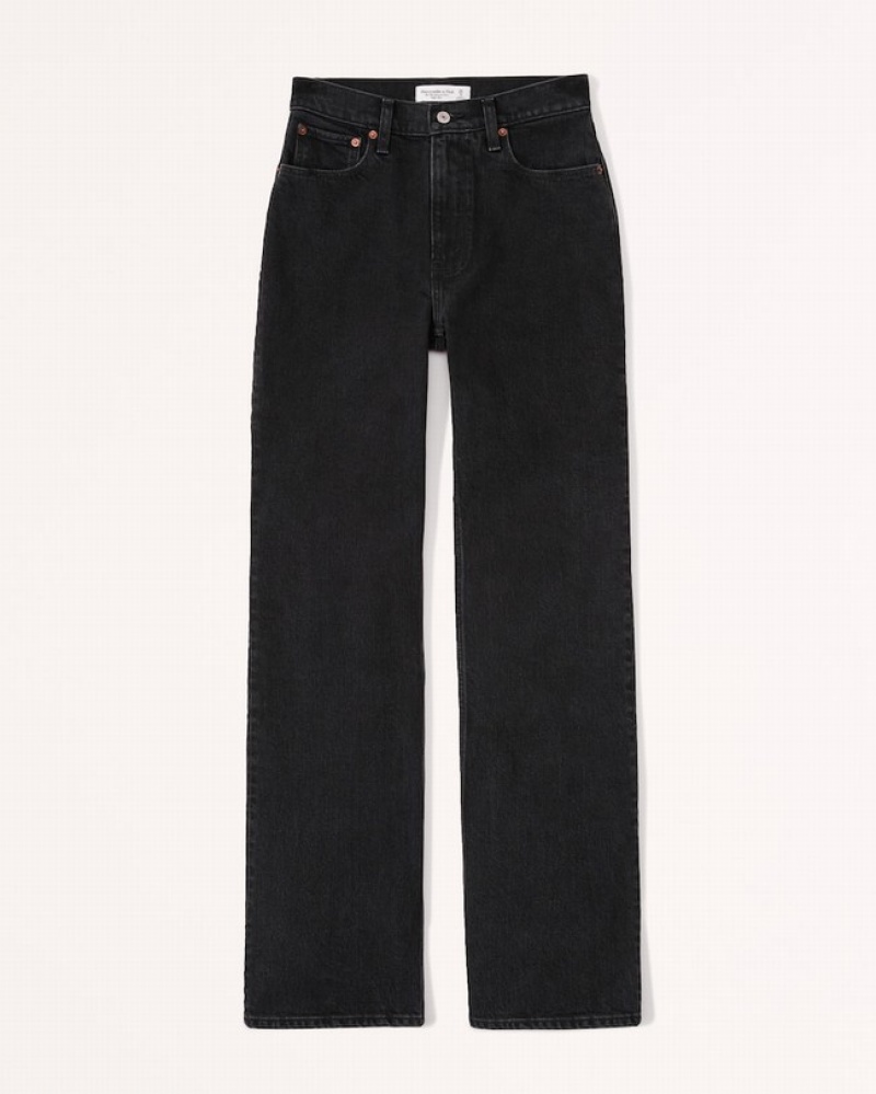 Abercrombie High Rise 90s Relaxed Jeans Dam Svarta  | 0875-BHTFE