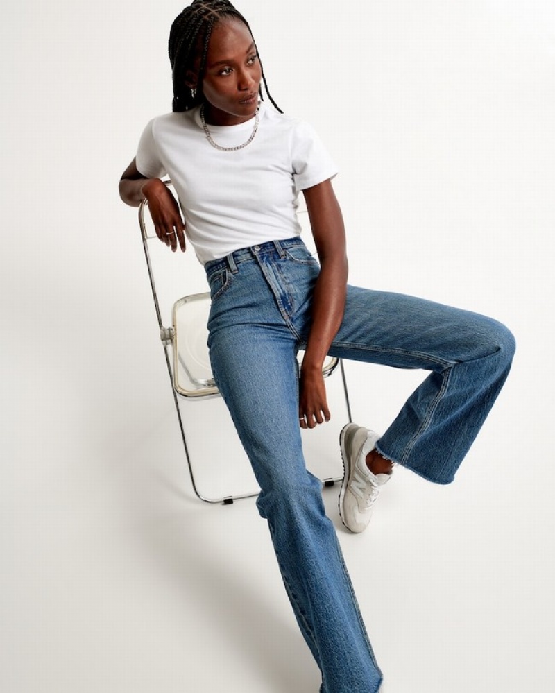 Abercrombie High Rise 90s Relaxed Jeans Dam Blå  | 0487-WVYCL