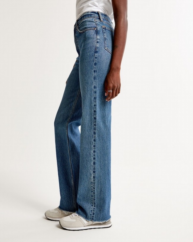 Abercrombie High Rise 90s Relaxed Jeans Dam Blå  | 0487-WVYCL