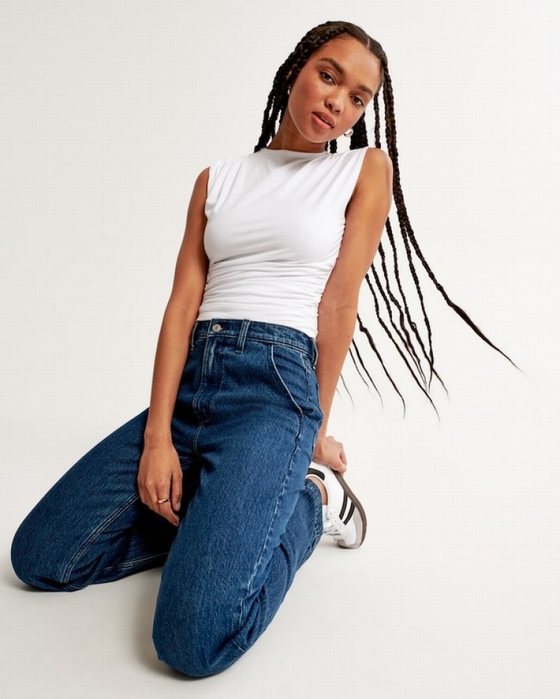 Abercrombie High Rise 90s Relaxed Jeans Dam Blå  | 8340-IUWPL