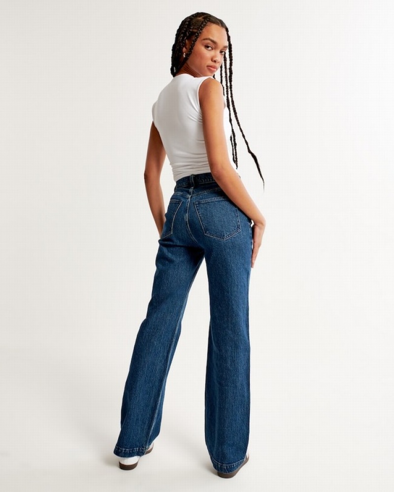 Abercrombie High Rise 90s Relaxed Jeans Dam Blå  | 8340-IUWPL