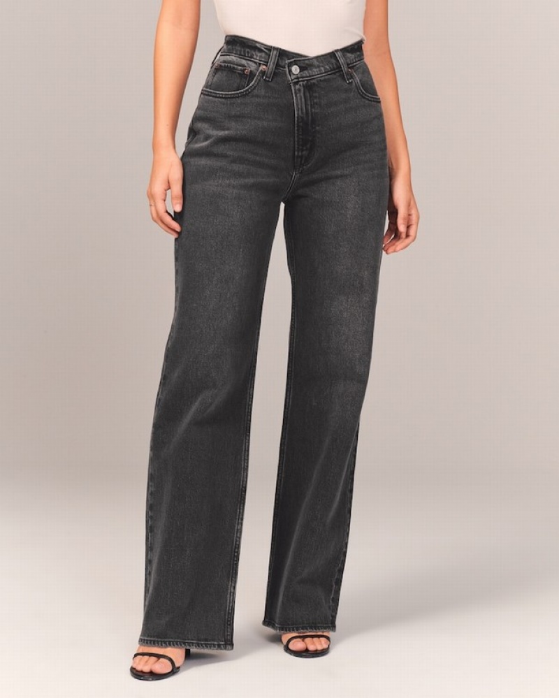 Abercrombie High Rise 90s Relaxed Jeans Dam Svarta  | 9108-SKEXP