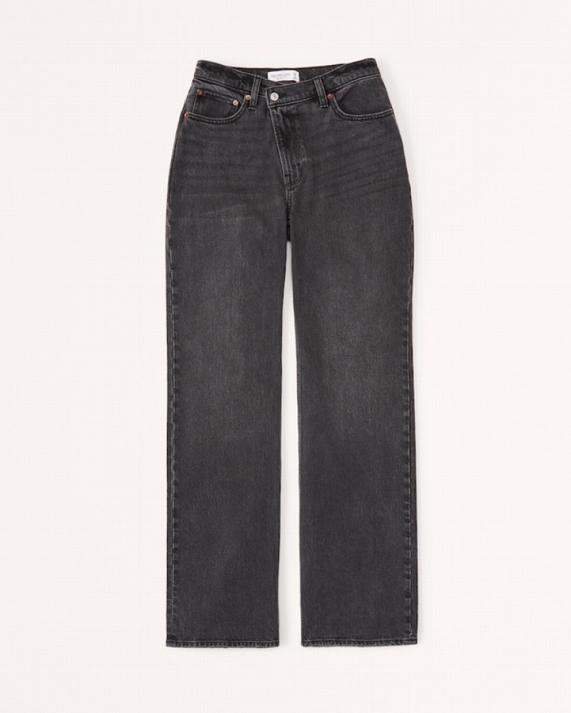 Abercrombie High Rise 90s Relaxed Jeans Dam Svarta  | 9108-SKEXP