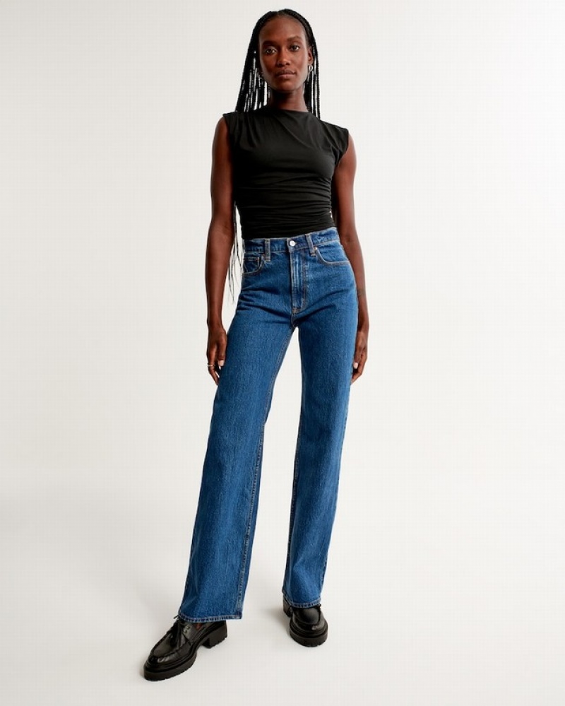 Abercrombie High Rise 90s Relaxed Jeans Dam Blå  | 3560-OVRPW