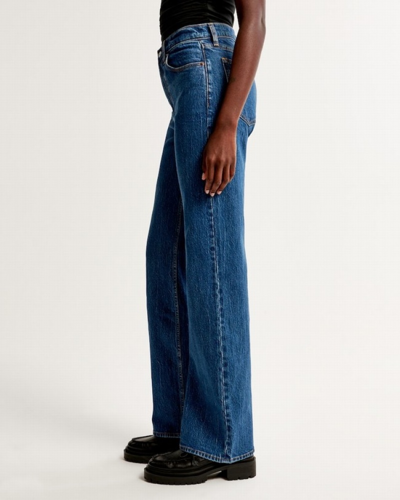 Abercrombie High Rise 90s Relaxed Jeans Dam Blå  | 3560-OVRPW