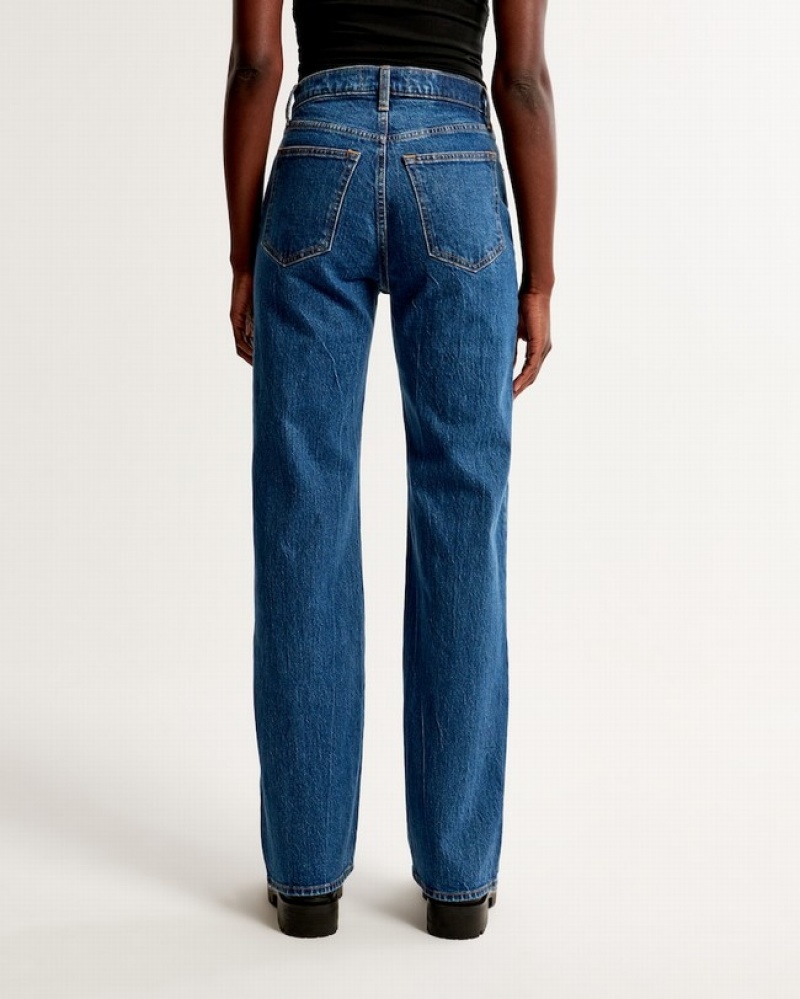 Abercrombie High Rise 90s Relaxed Jeans Dam Blå  | 3560-OVRPW