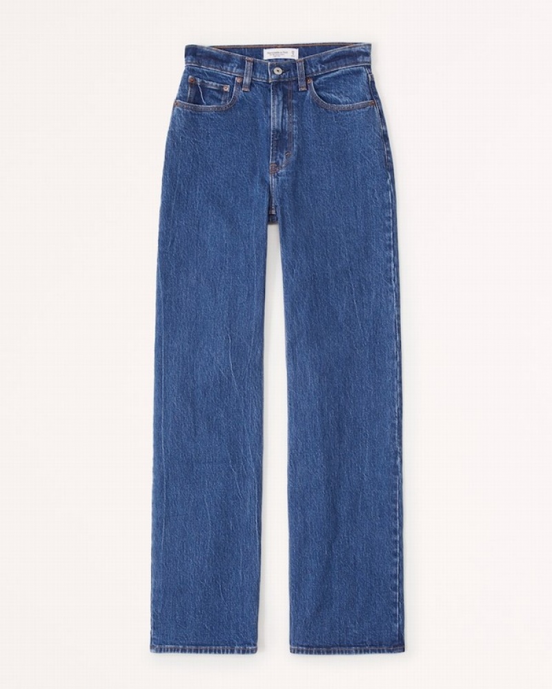 Abercrombie High Rise 90s Relaxed Jeans Dam Blå  | 3560-OVRPW