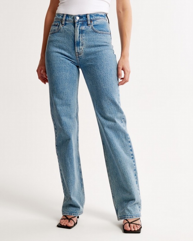 Abercrombie High Rise 90s Relaxed Jeans Dam Blå  | 1960-GVMRB