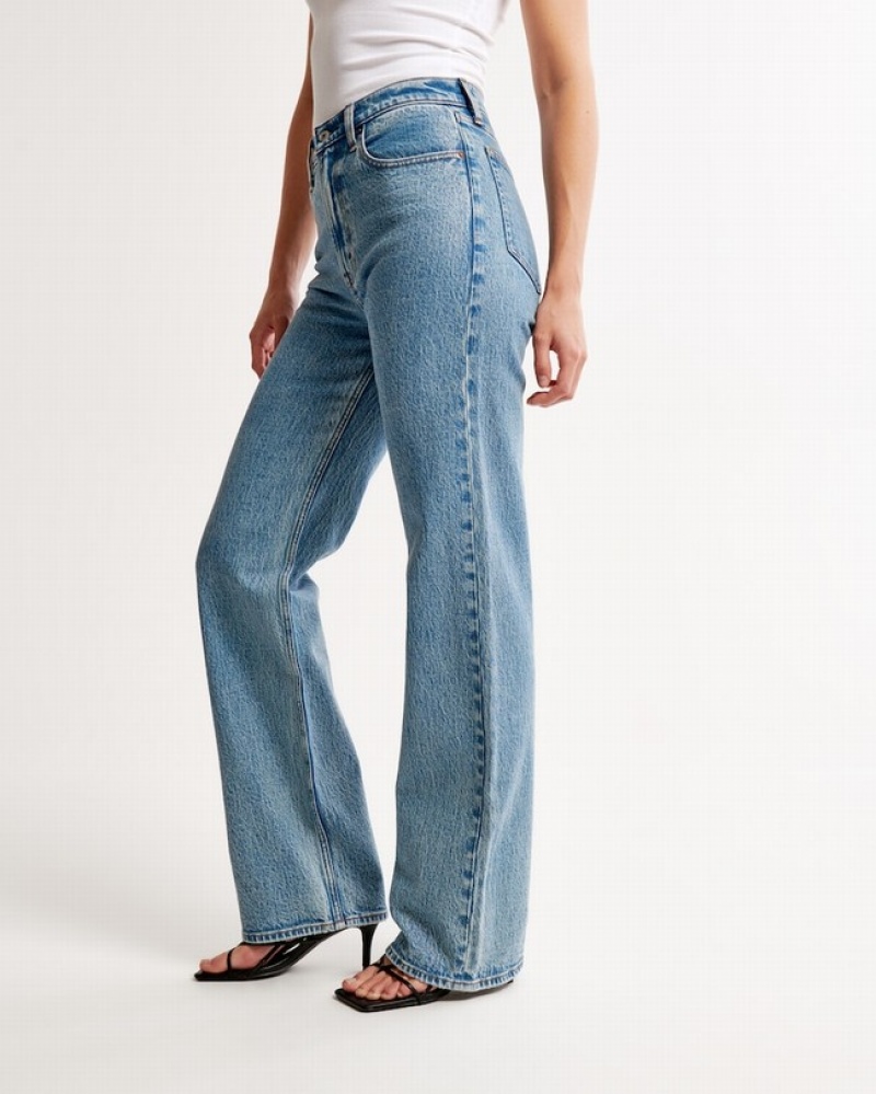 Abercrombie High Rise 90s Relaxed Jeans Dam Blå  | 1960-GVMRB