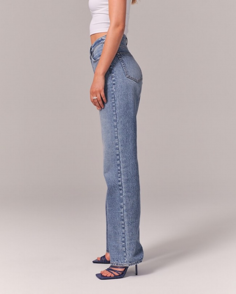 Abercrombie High Rise Loose Jeans Dam Blå  | 6273-SZQPU