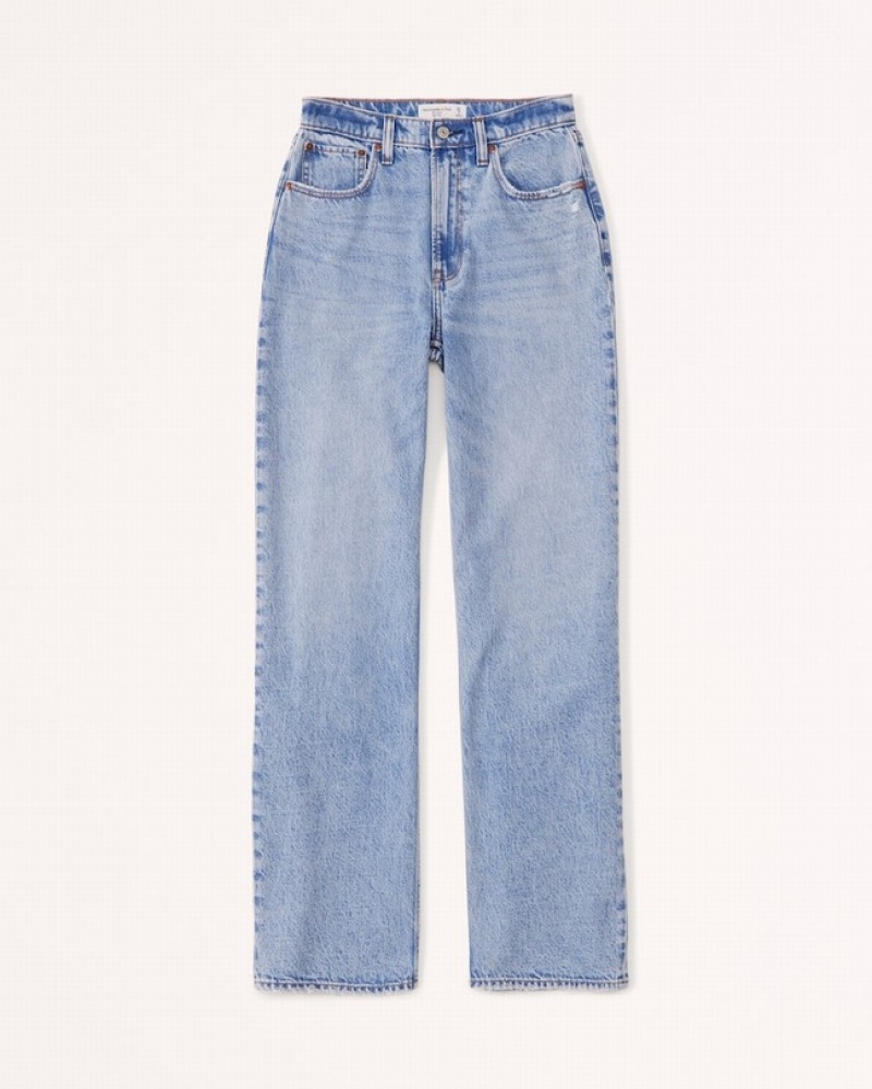 Abercrombie High Rise Loose Jeans Dam Blå  | 6273-SZQPU