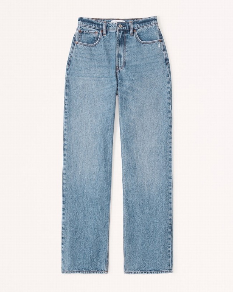 Abercrombie High Rise Loose Jeans Dam Blå  | 6582-XBDST